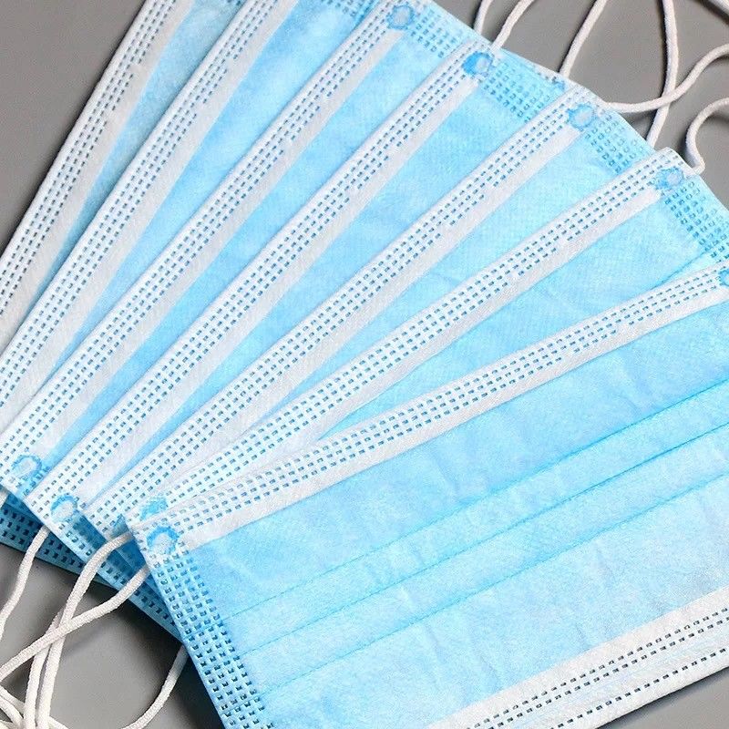 Masker Sekali Pakai Pengait Wajah Bernapas Biru Dan Putih Ruang Medis Bersih