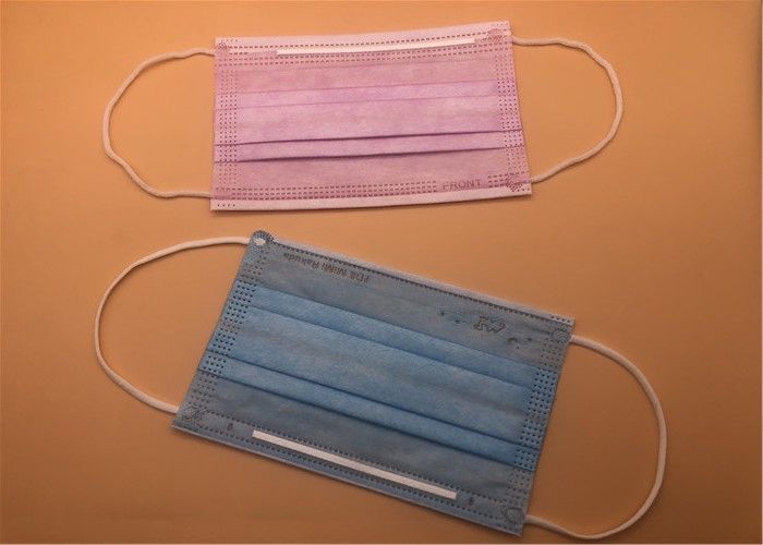 Masker Sekali Pakai Bernapas 3Ply Putih Dengan Dasi Pada Spunlace / Spunbond