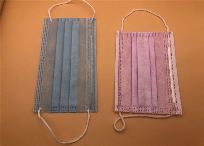 Masker Sekali Pakai Bernapas 3Ply Putih Dengan Dasi Pada Spunlace / Spunbond