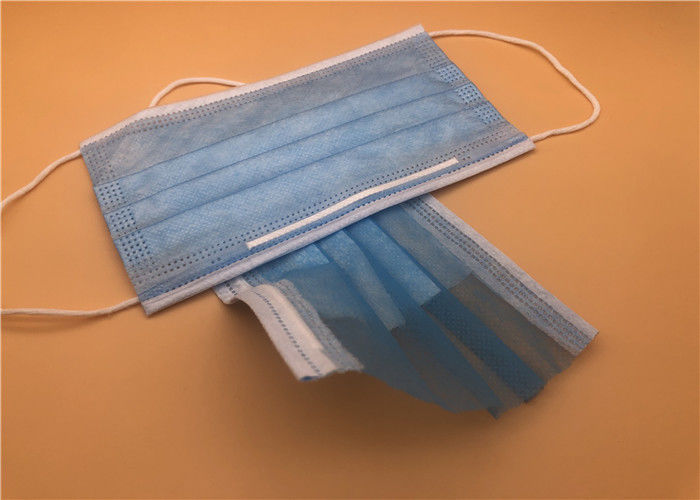 Masker Wajah Isolasi Warna Biru 3 Lapis Dengan Non Woven Melt Blown Spun Bond