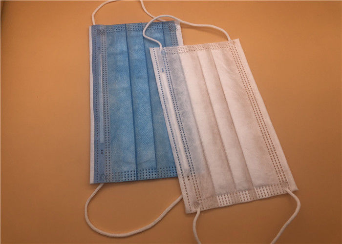 Masker Medis Sekali Pakai Biru Sanitary Tidak Berbau CE FDA Disetujui Dicetak